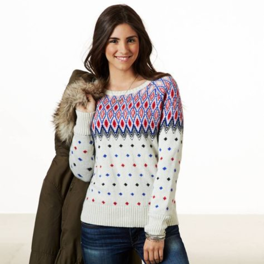 AE Fair Isle Diamond Metalilic Sweater